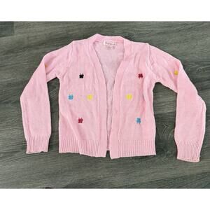 Pink Angel Cardigan Sweater Girls L 6x Boho Whimsy Fairy Cottage Barbie